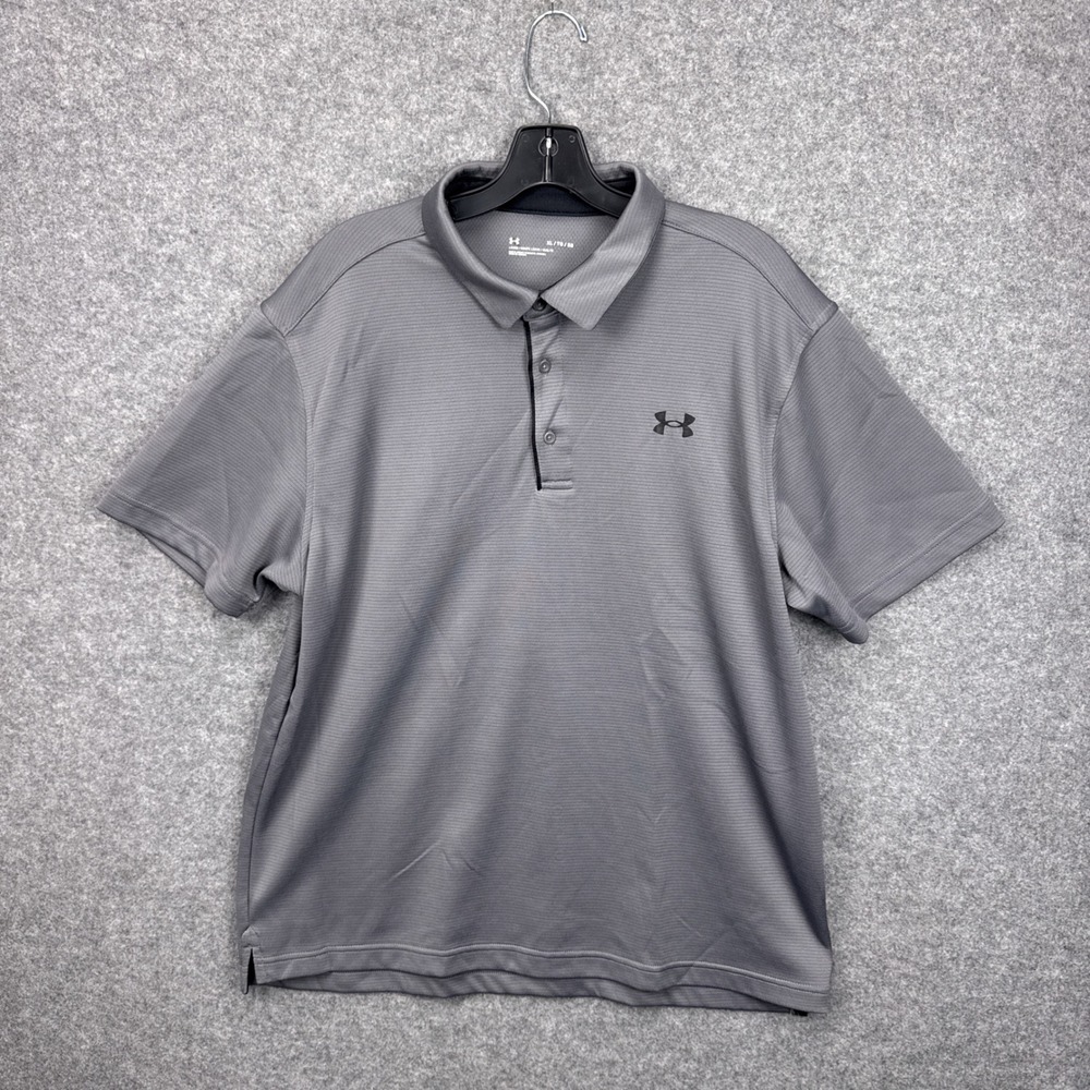 Under Armour Mens Gray Performance Polo Shirt Short Sleeve Loose Fit XL HeatGear
